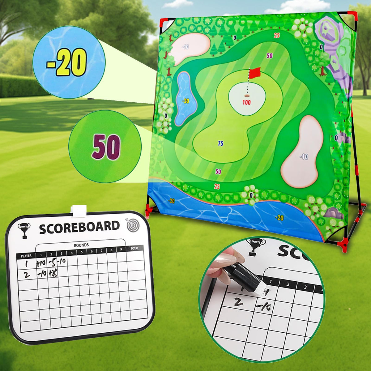Joysweetoy 54x54-inch chipping mat provides a large practice target.