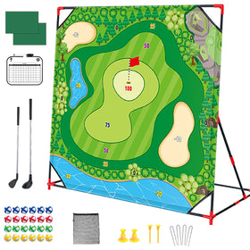 Joysweetoy golf chipping game stand ready for backyard practice.
