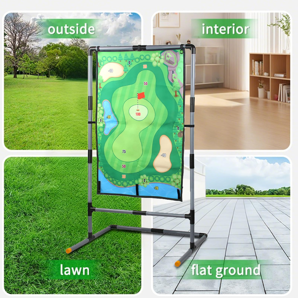 Joysweetoy ground stakes secure the mat for stable outdoor play.