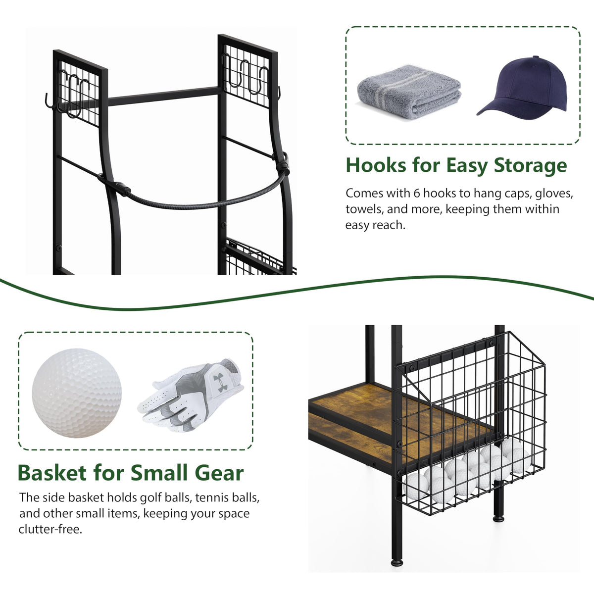 Jsskeeim Golf Bag Organizer quick assembly with labeled parts