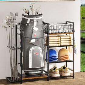 Jsskeeim golf bag organizer in full view with reinforced base for secure storage.