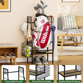 Jsskeeim Golf Bag Organizer wood base provides solid bag support