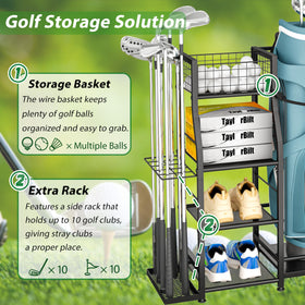 Jsskeeim Golf Bag Stand side view highlighting the club holder for easy access