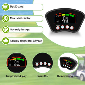 JTCMOJS keyless pin-pad ignition display closeup with bright LED screen and PIN entry.