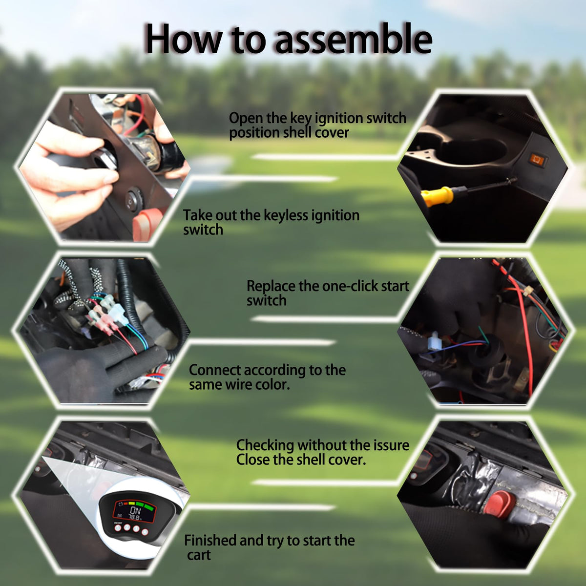 JTCMOJS keyless pin-pad ignition weatherproof panel designed for outdoor golf carts.