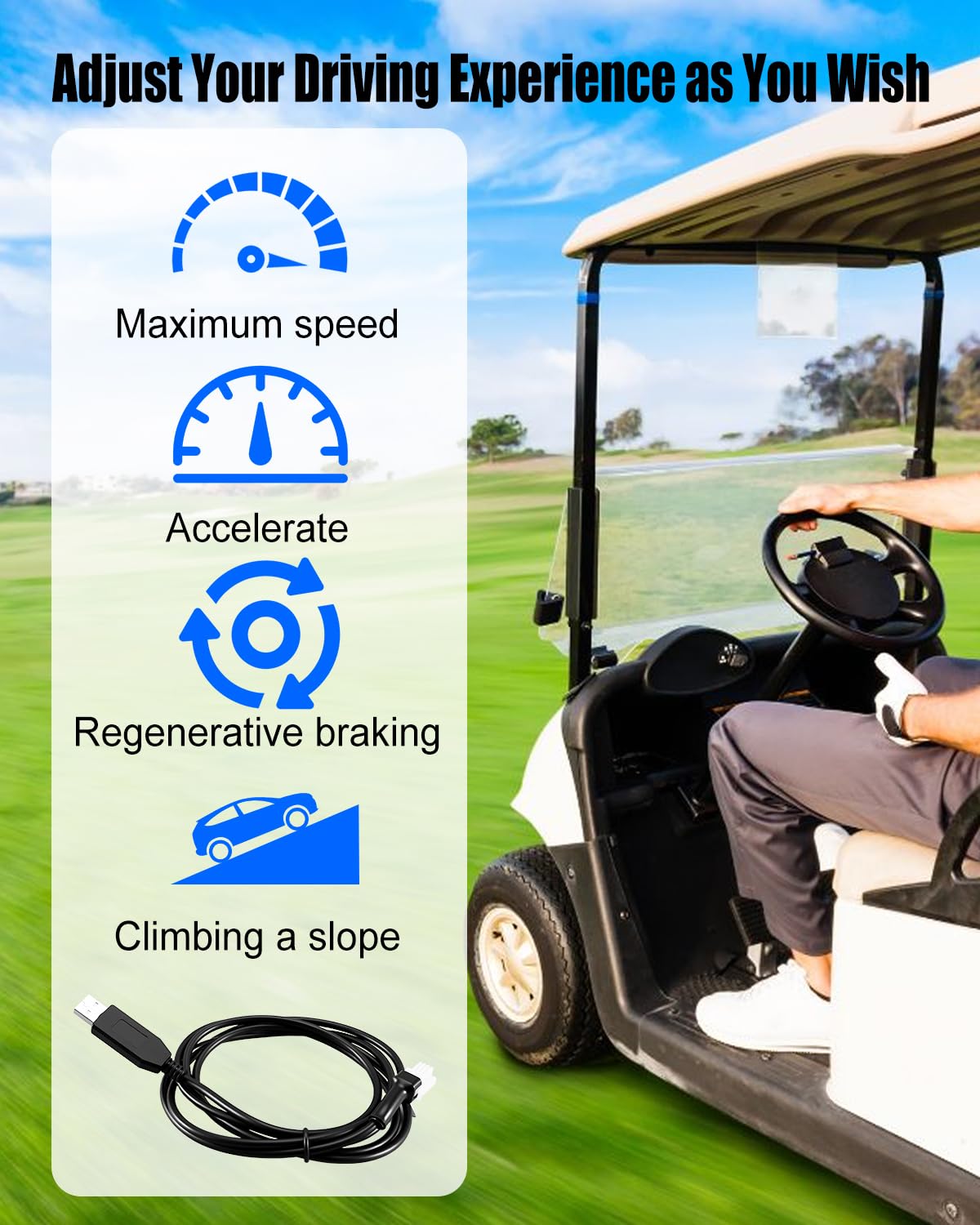 JUFZQO durable, high-temp resistant cable designed for outdoor golf cart use.