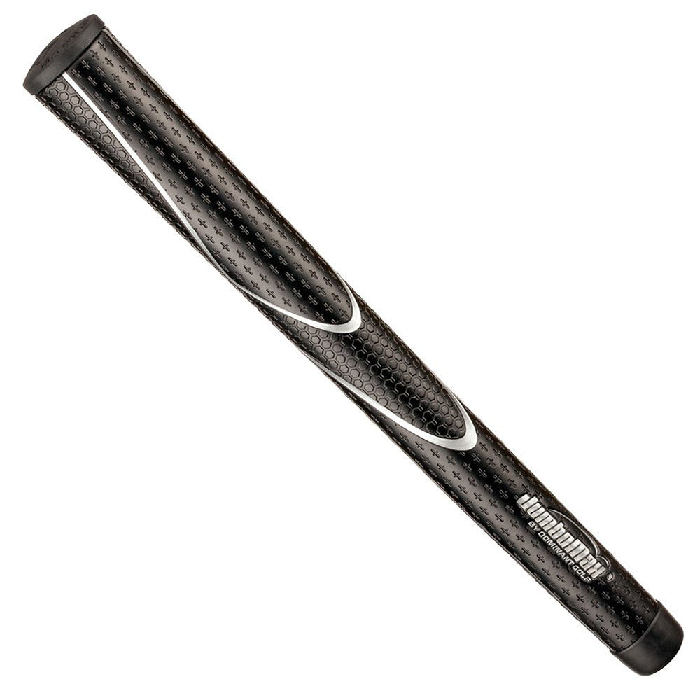 JumboMax Tour Series grip in black with silver trim, XL, promoting light, even pressure for smoother swings.