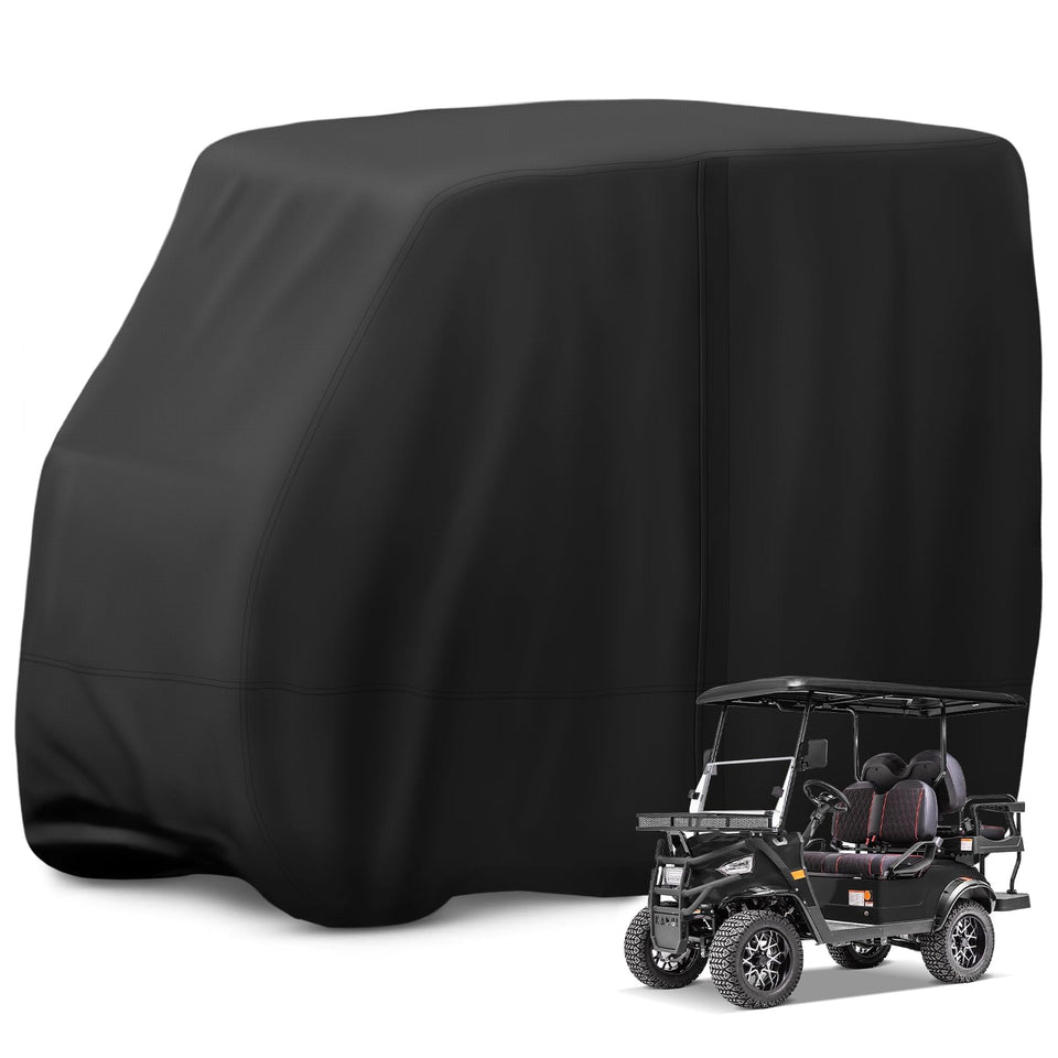 Jungda golf cart cover with side zipper for easy access and protected storage.