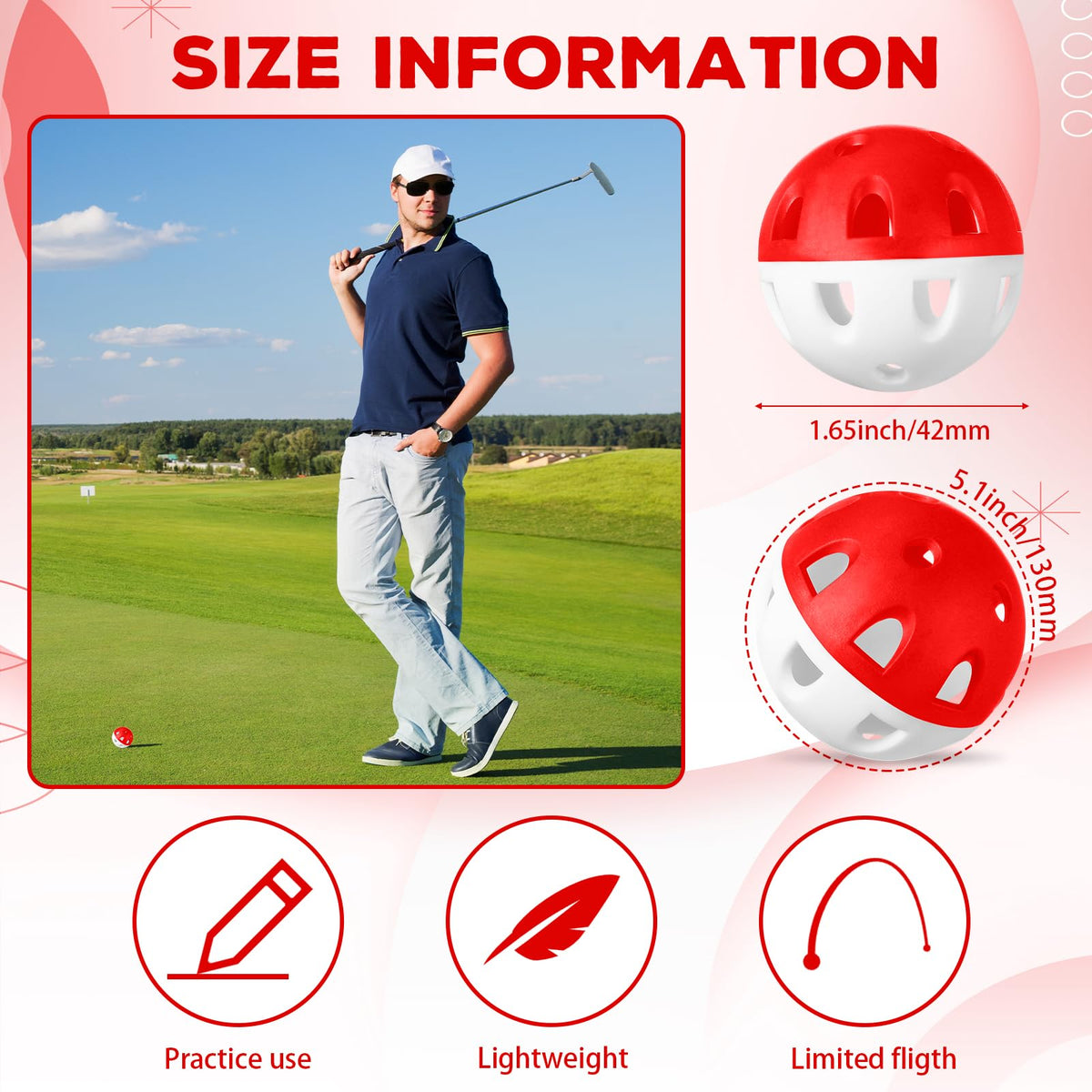 Junkin EVA material practice golf balls offer durable feel and quick rebound.
