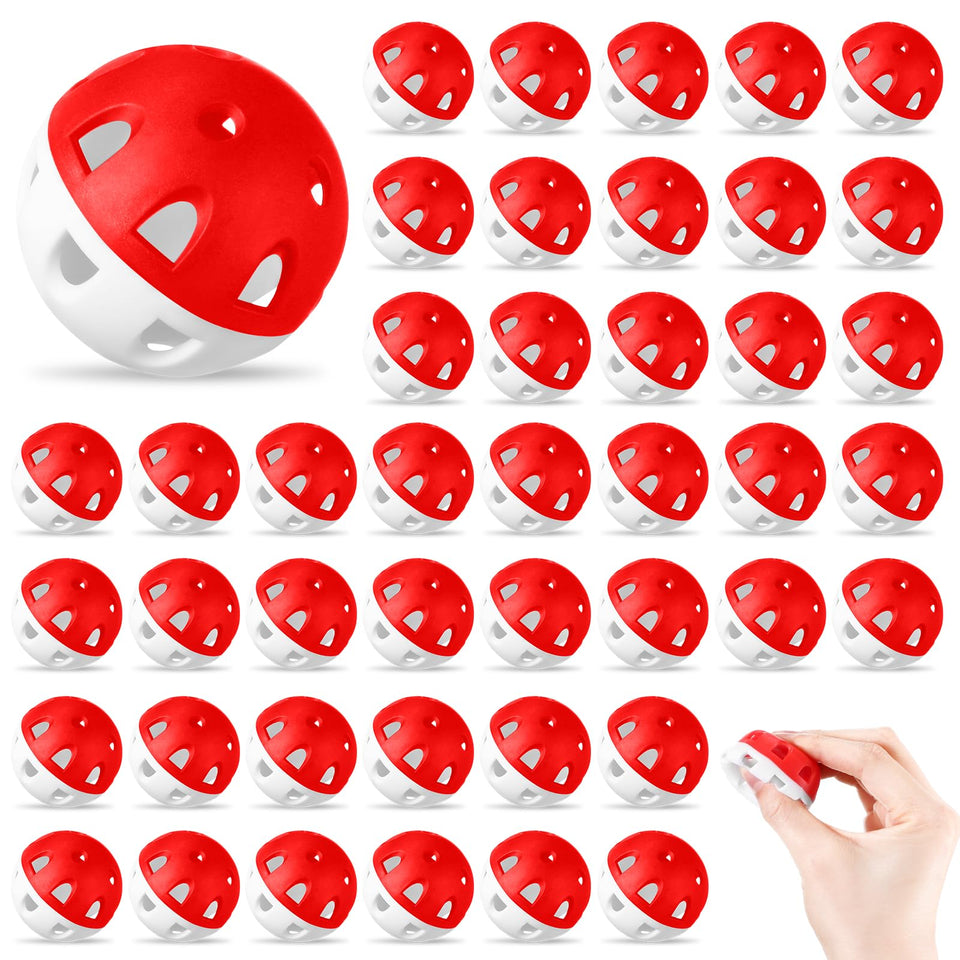 Junkin 50-pack practice golf balls with hollow design for visible flight.