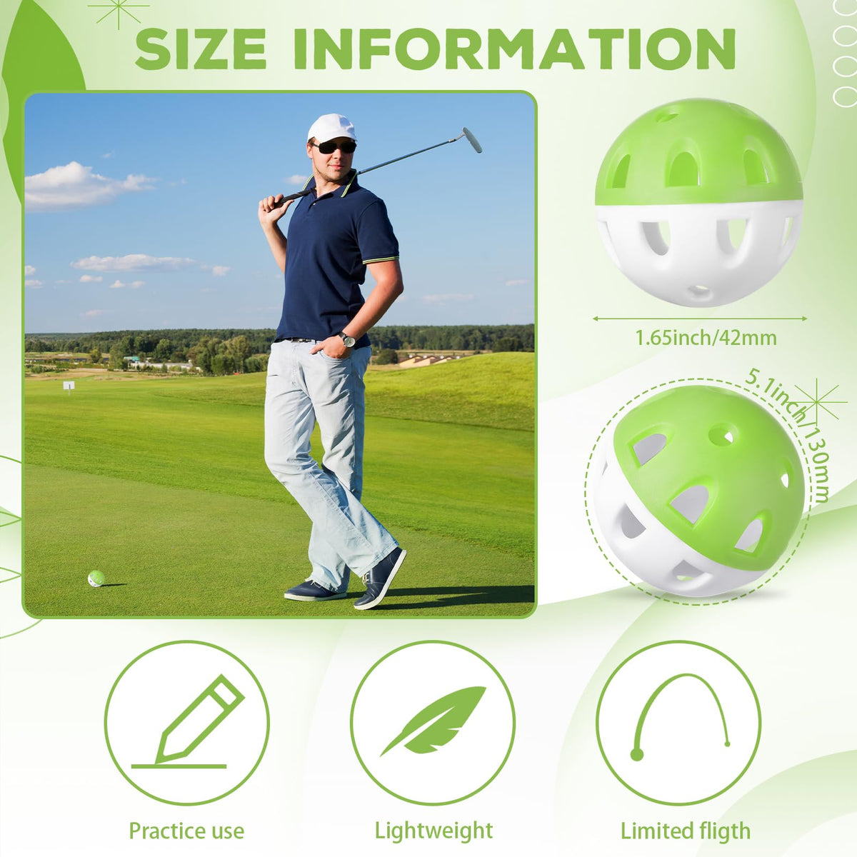 Junkin foam golf ball EVA construction demonstrates flexible, tough feel for indoor practice