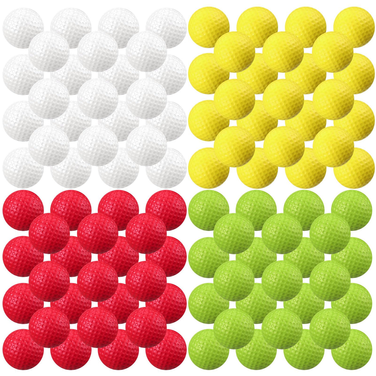 Junkin 80-pcs foam golf balls pack in a practice setup for versatile indoor and outdoor use.