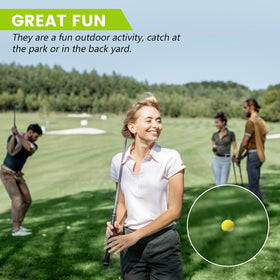 Junkin foam golf balls bright colors improve visibility and retrieval.