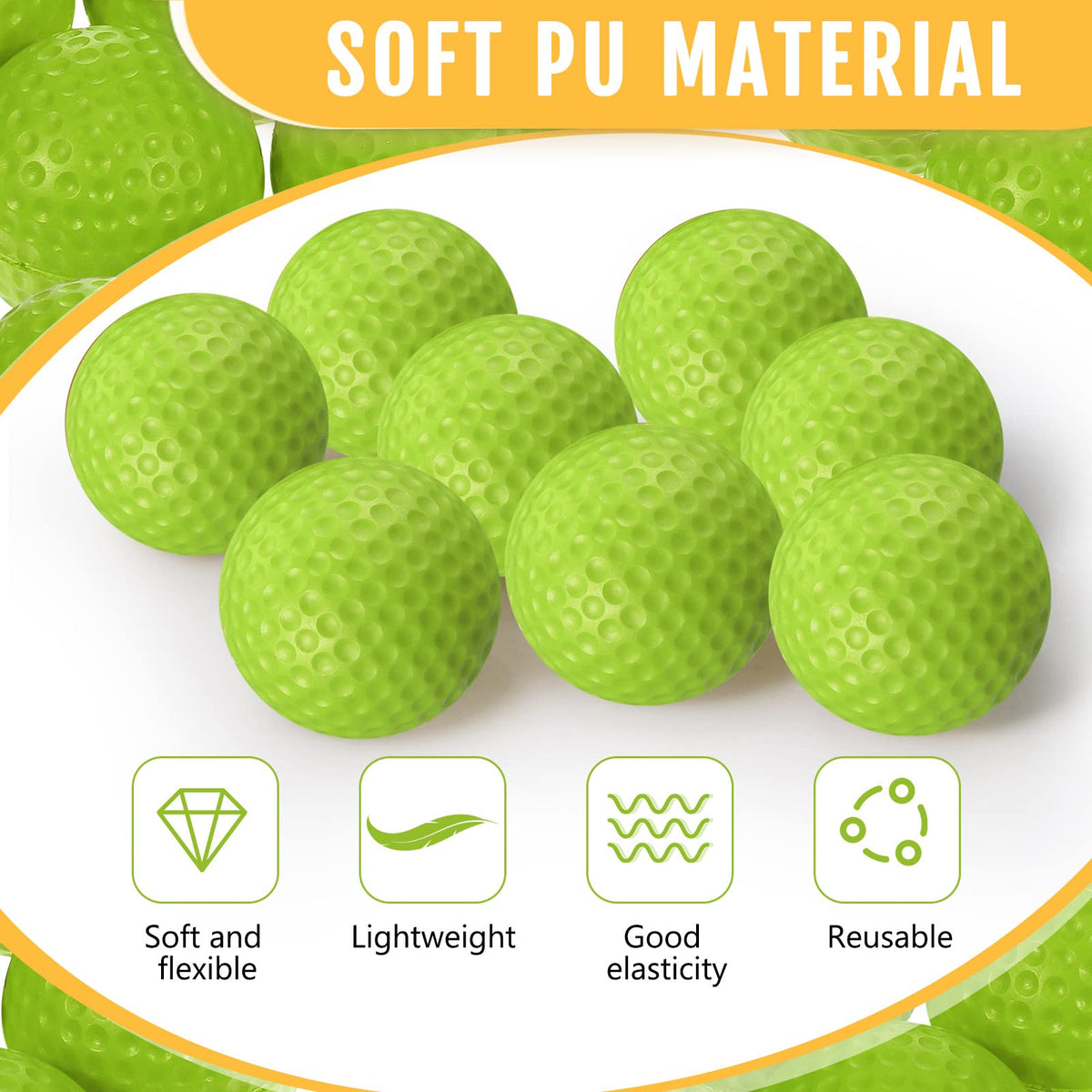 Junkin foam golf balls close-up showing soft texture for safe swings