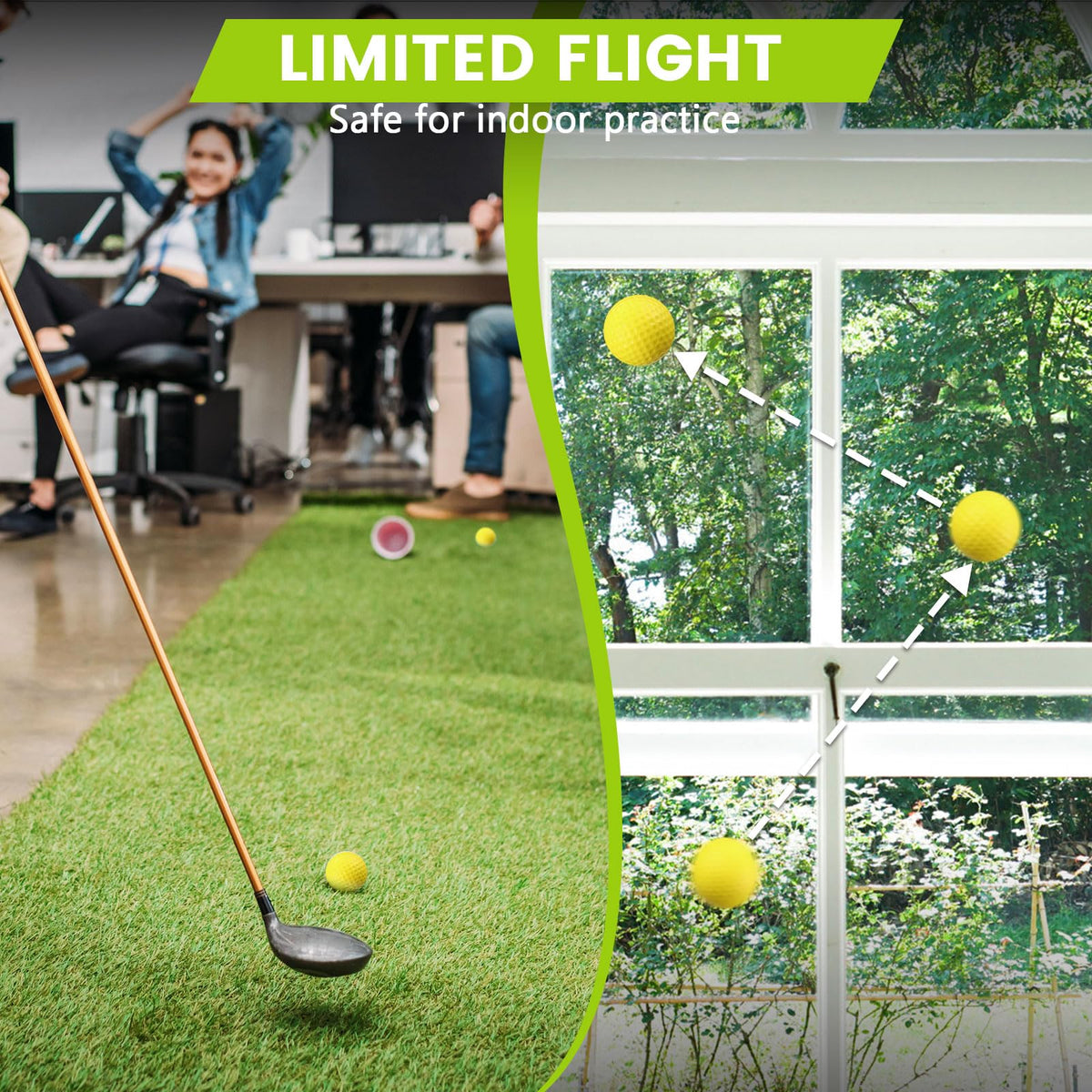 Junkin foam golf balls realistic feel and flight for feedback.