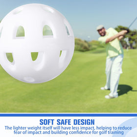 Junkin practice golf balls reveal flight path for trajectory tracking.
