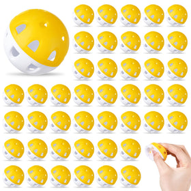 Junkin practice golf ball in bright yellow with 24-hole hollow design for safe indoor use.