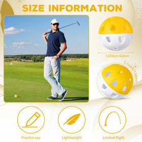 Yellow Junkin practice golf balls visible on turf during outdoor swing practice.