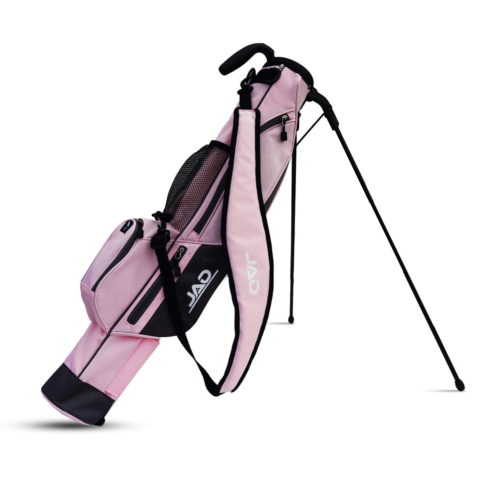 JUST AMAZING DEALS Sunday Golf Bag pink side view, lightweight for easy walking