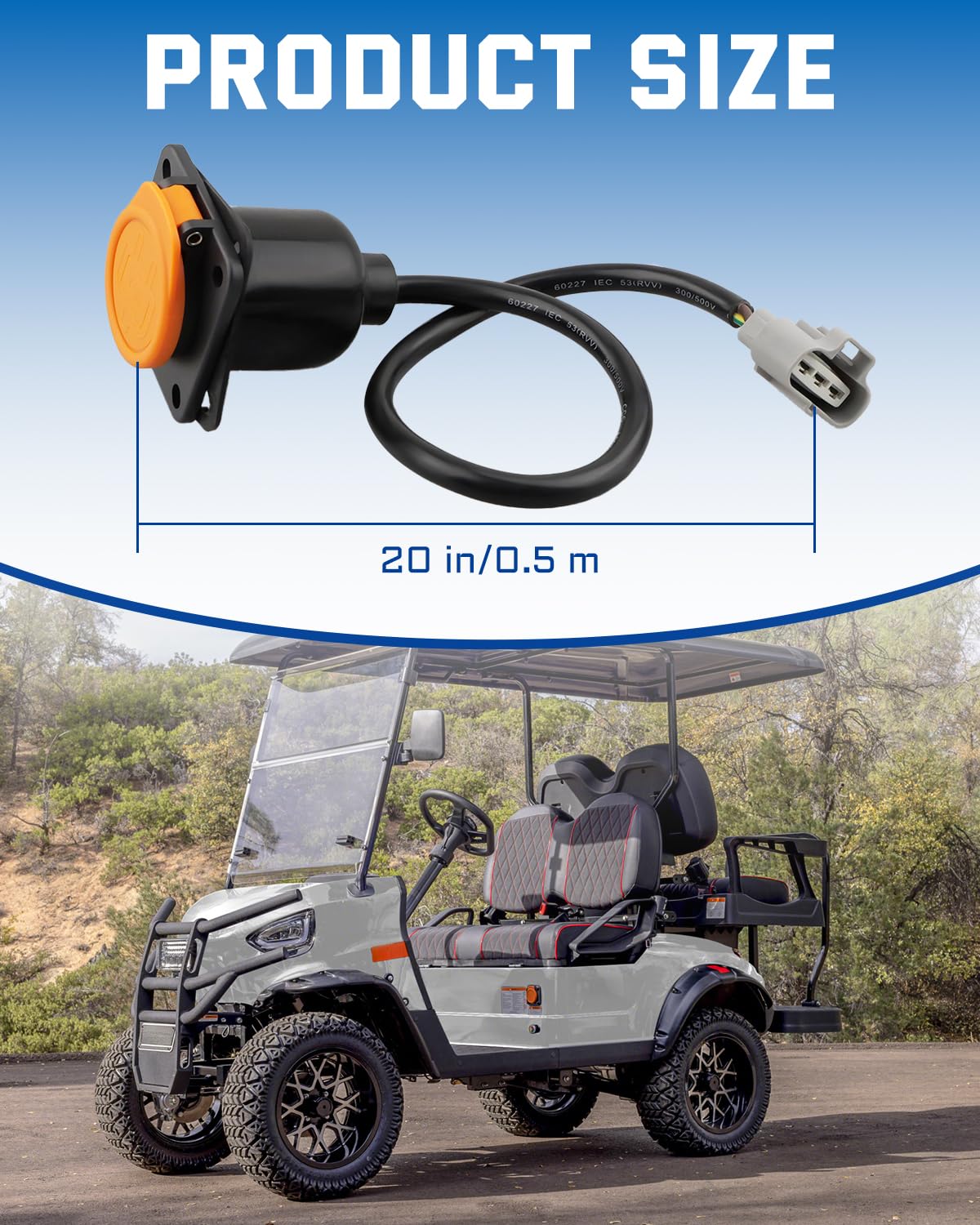 JUWEVAZU Y-30 connection to golf cart shows plug and play replacement