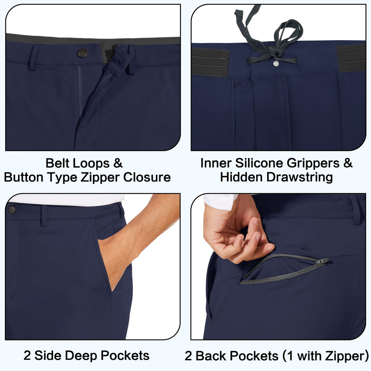 JWM four-pocket design offers space for gloves and essentials on course.