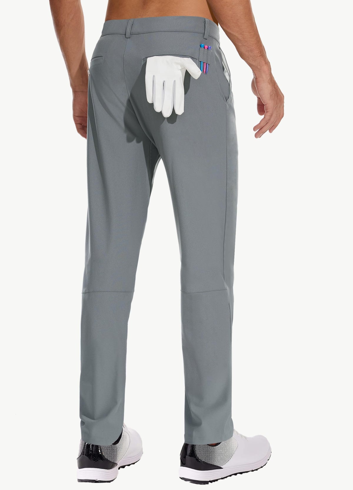 JWM golf dress pant stretch pocket detail highlights the 5-pocket layout.