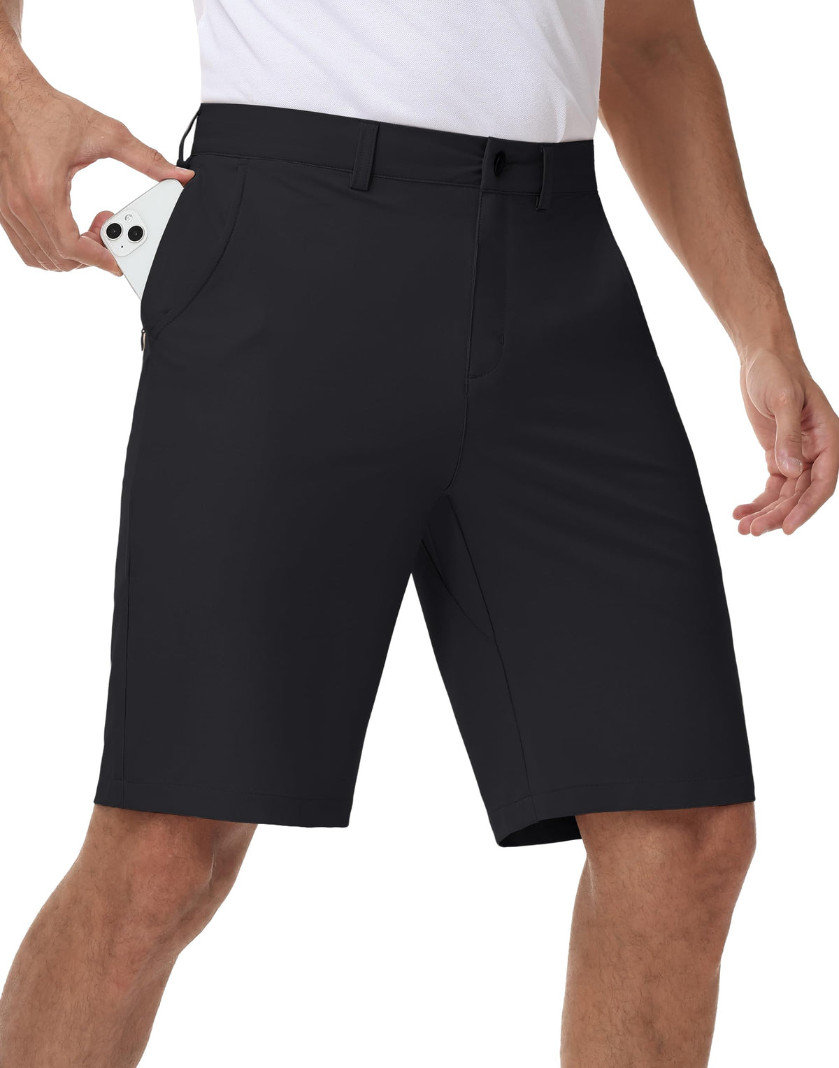 JWM shorts with flat-front design for versatile style on and off the course