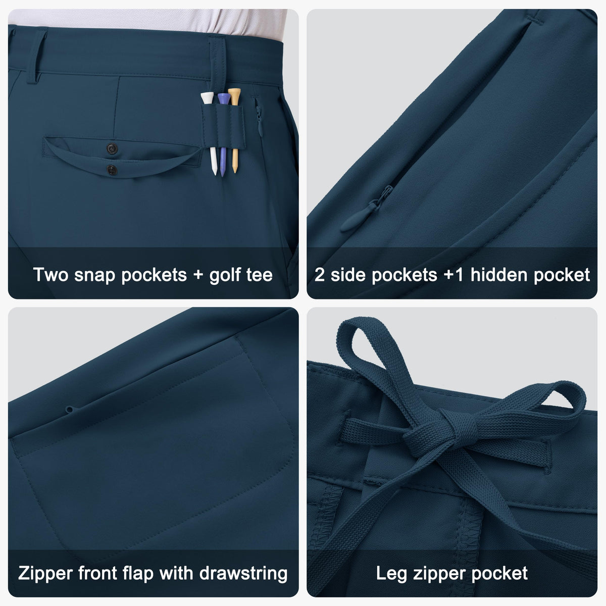 JWM navy 11-inch stretch golf shorts front view for versatile styling.