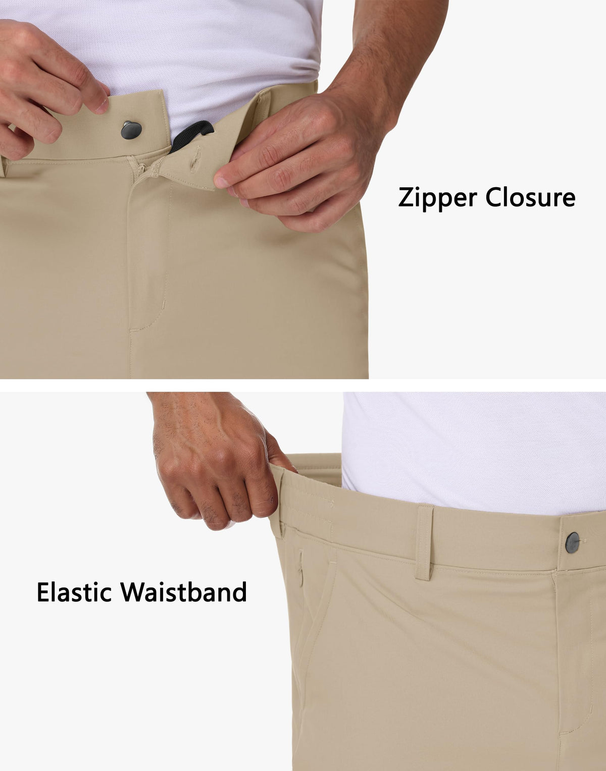 JWM belt loops and zip fly support versatile wear on course or in the office.