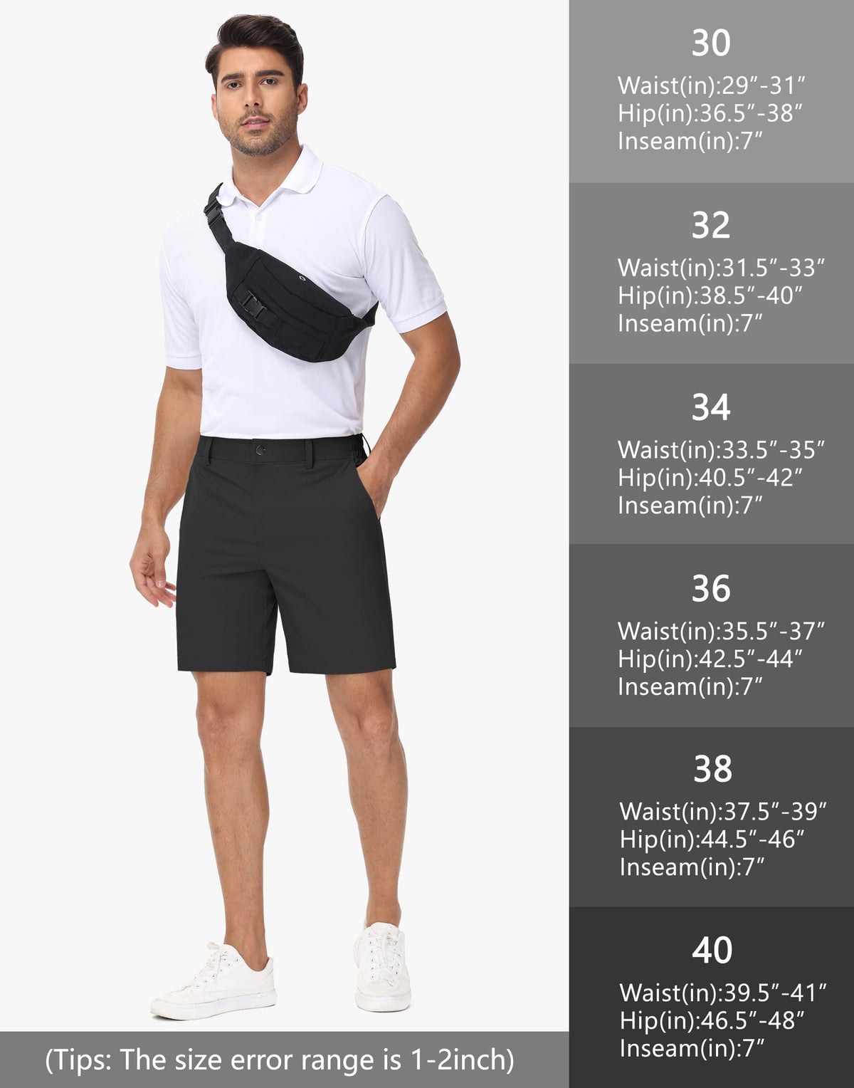 JWM shorts in action during hiking or golf, illustrating versatile use.