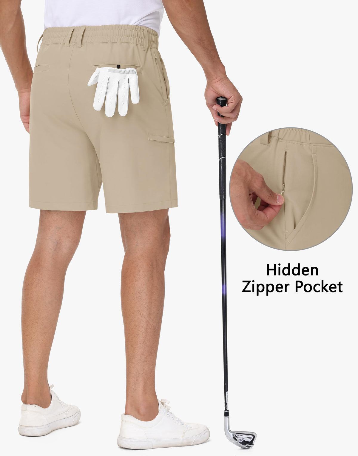 JWM shorts highlight four-way stretch fabric enabling full range of motion.