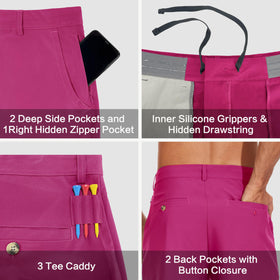 JWM men's 7in stretch golf shorts tee-caddy loops for quick tee access.