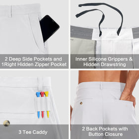 JWM shorts with tee caddy loops near the right pocket.