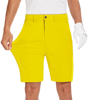 JWM men's 7-inch stretch golf shorts with flat-front for a clean course-ready silhouette.