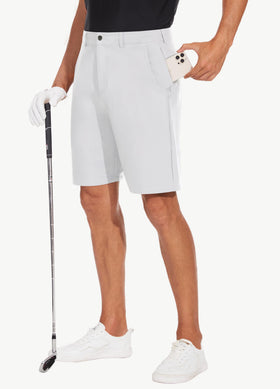 JWM men's golf shorts side pocket close-up highlighting secure storage on the go.