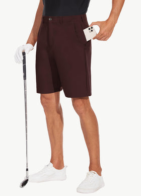JWM mens 7inch stretch golf shorts showing tee caddy loops for quick tee access on course