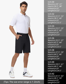 JWM 9-inch inseam flat-front design suits golf and casual wear
