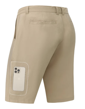 JWM men's 9-inch stretch golf shorts with zip pockets for secure on-course storage.