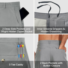JWM Mens 9in Stretch Golf Shorts five-pocket design for secure storage