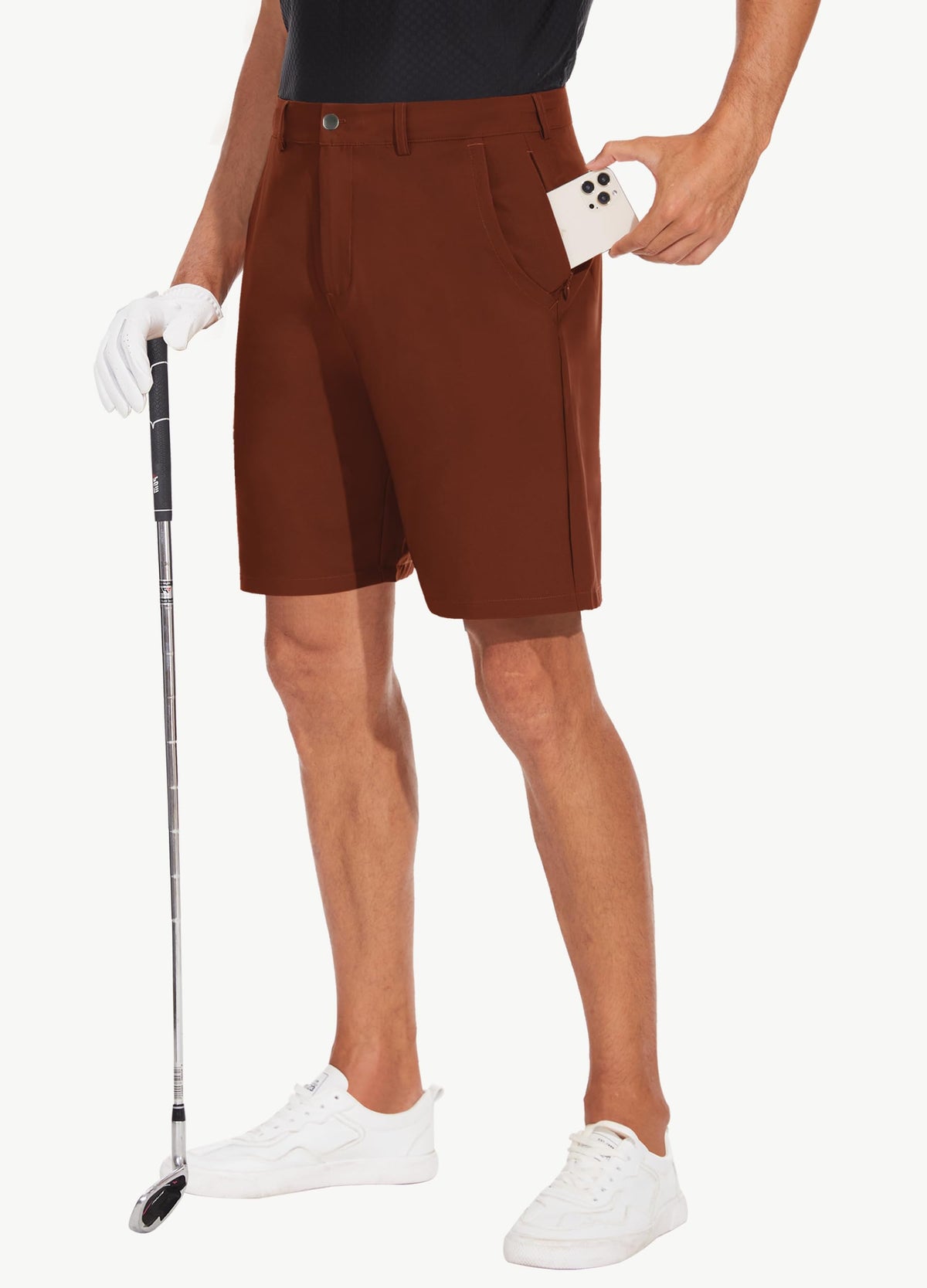 JWM Mens 9in shorts inner drawstring and silicone grippers keep shirts tucked securely.