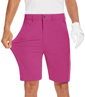 JWM men's 9in stretch golf shorts front view showing flexible fabric for all-day comfort