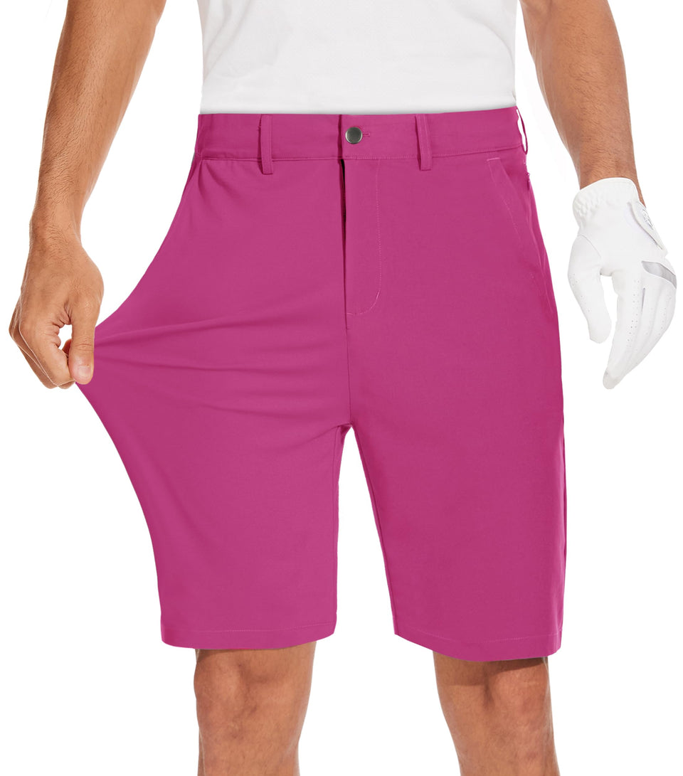 JWM men's 9in stretch golf shorts front view showing flexible fabric for all-day comfort