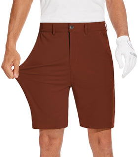 JWM men's 9-inch stretch golf shorts front view shows slim fit and everyday versatility.