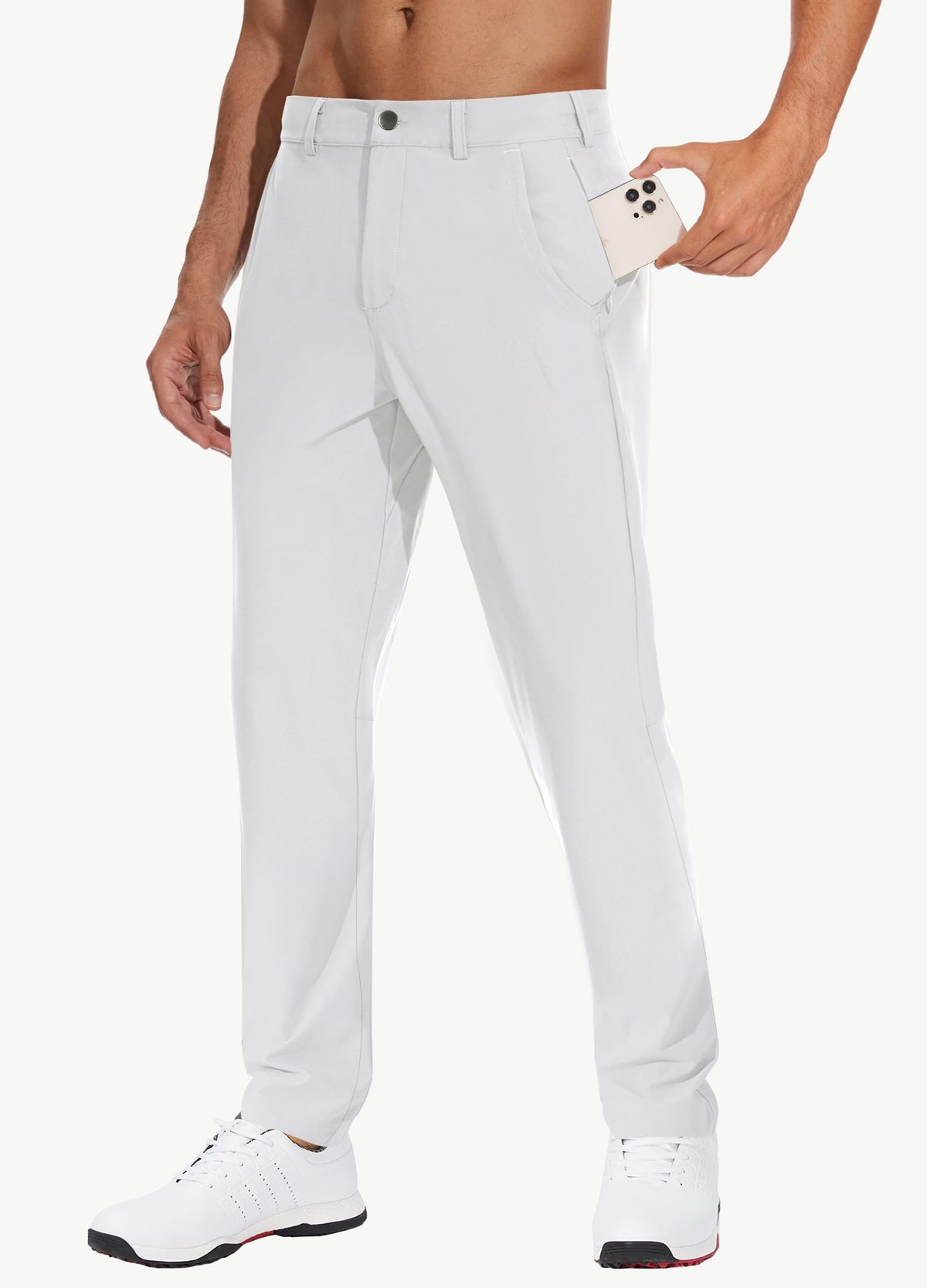 JWM dress pants with tee caddy feature for easy access between shots.