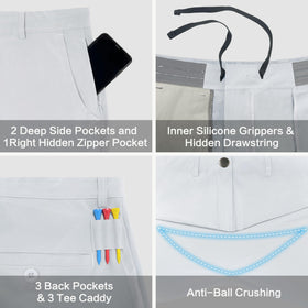 JWM stretch fabric shows wrinkle-resistance for crisp looks from tee to post-round.