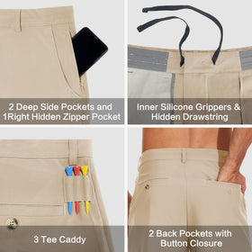 JWM men's golf dress pants tee caddy pocket for quick access on the course.