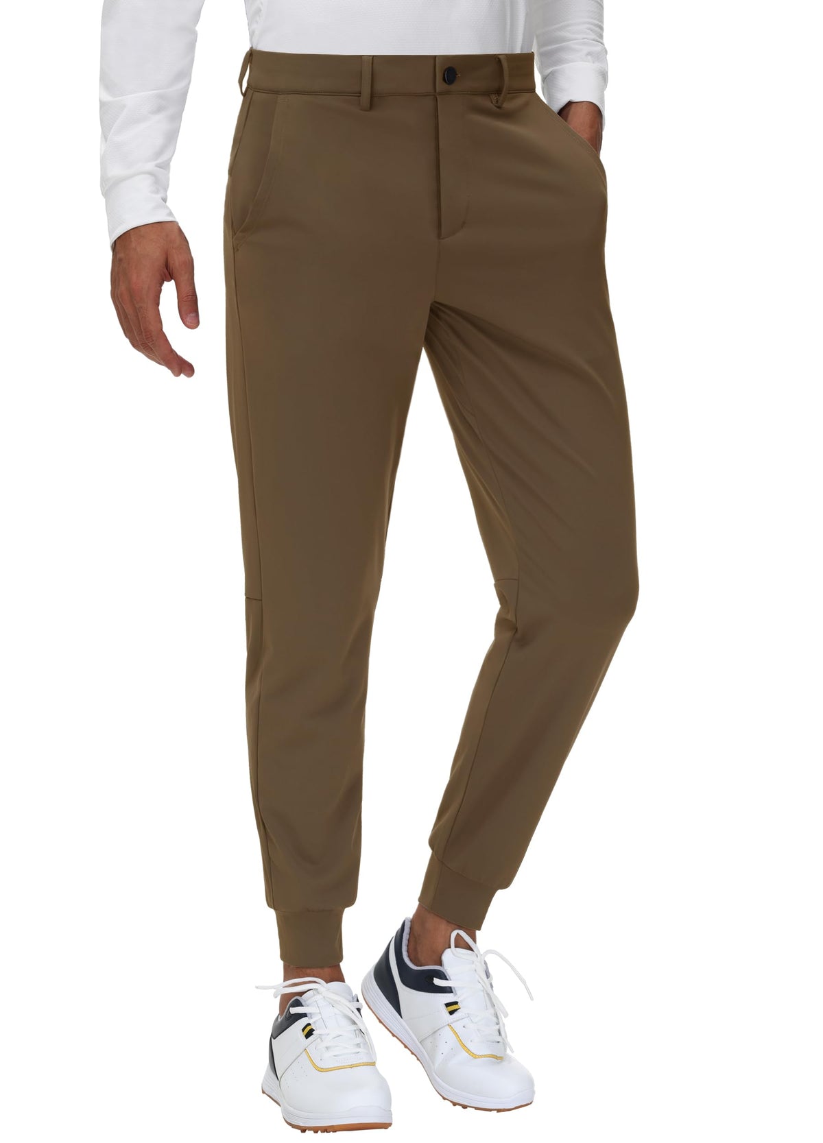 JWM men's stretch golf joggers with belt loops for secure daily wear