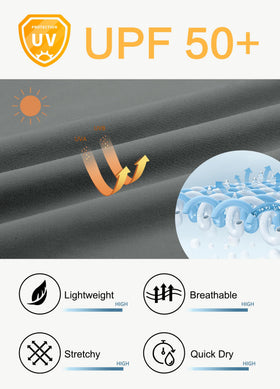 JWM UPF50+ fabric protects you from sun while staying breathable