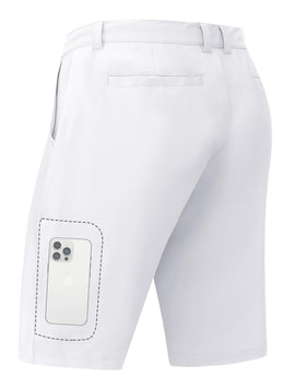 JWM men's stretch golf shorts front view with 11-inch length for flexible movement