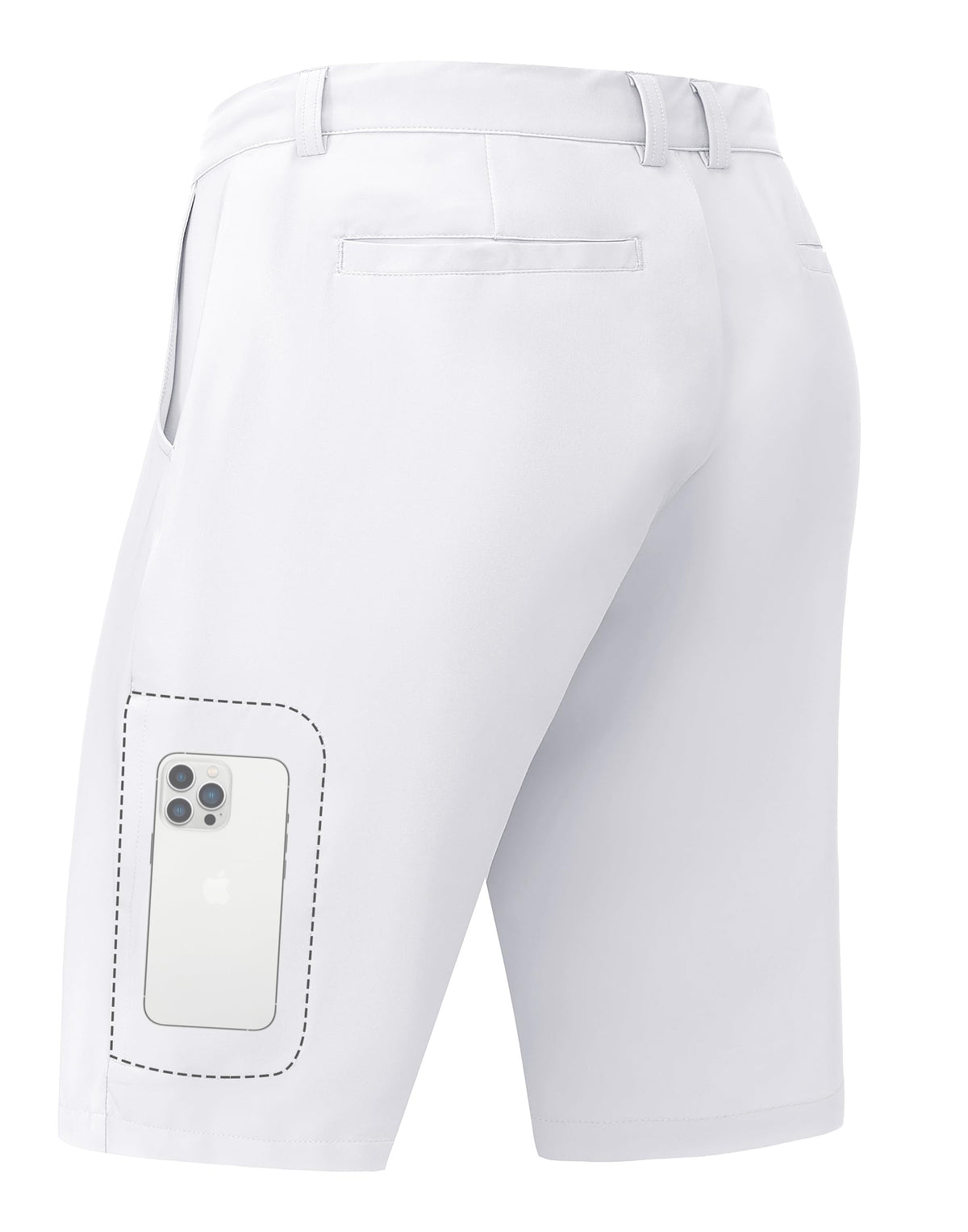 JWM men's stretch golf shorts 11in front view, showing flexible fabric for smooth swings